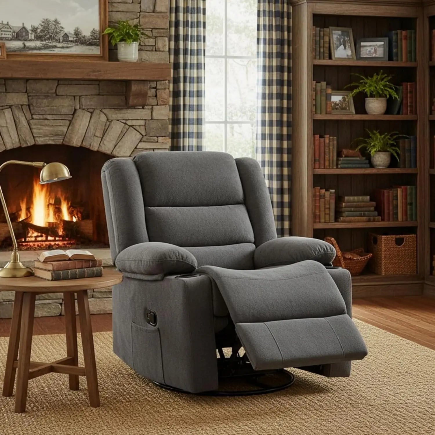 360°Swivel Rocking Recliner Chair with Side Pockets & Cup Holders for Living Room & Bedroom, Custom