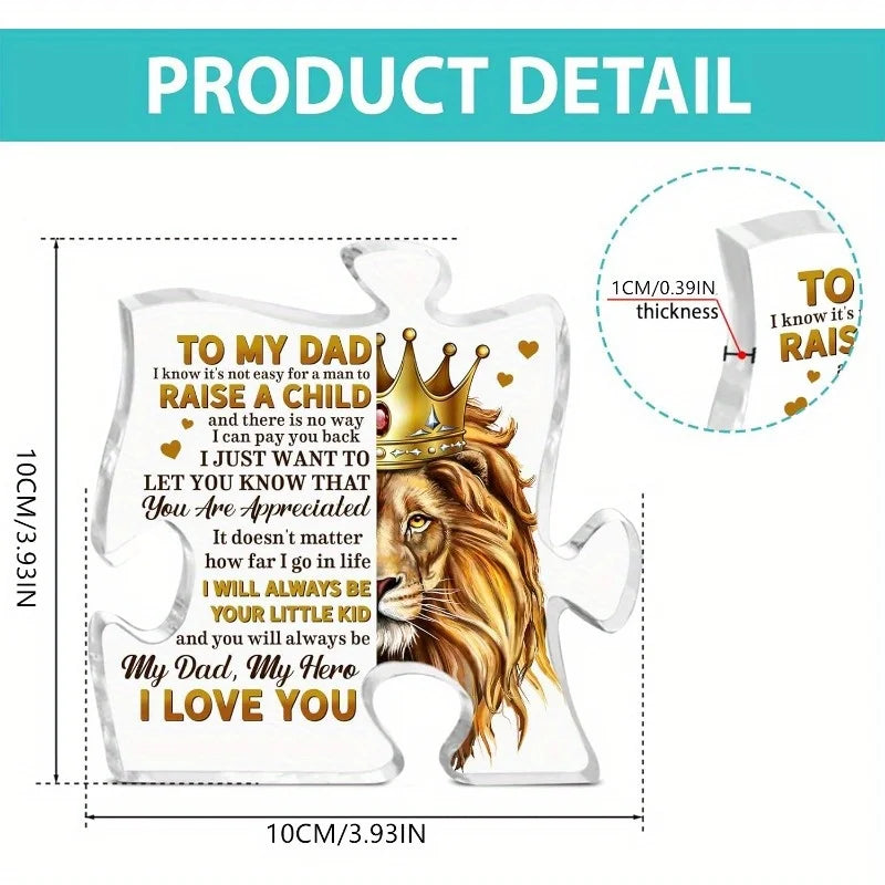 Personalized Dad Keepsake: Puzzle Acrylic Sign (Daughter/Son)