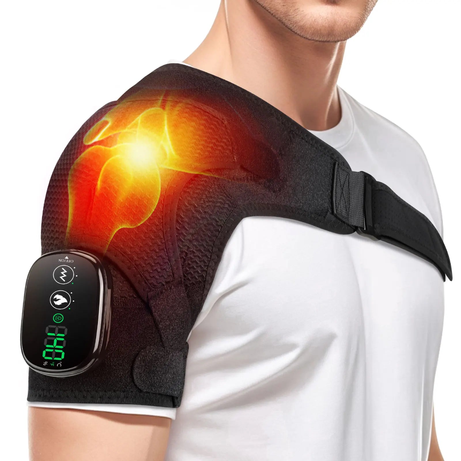 Electric Heating Shoulder Brace LED Display Vibration Shoulder Massage Support Belt Strap