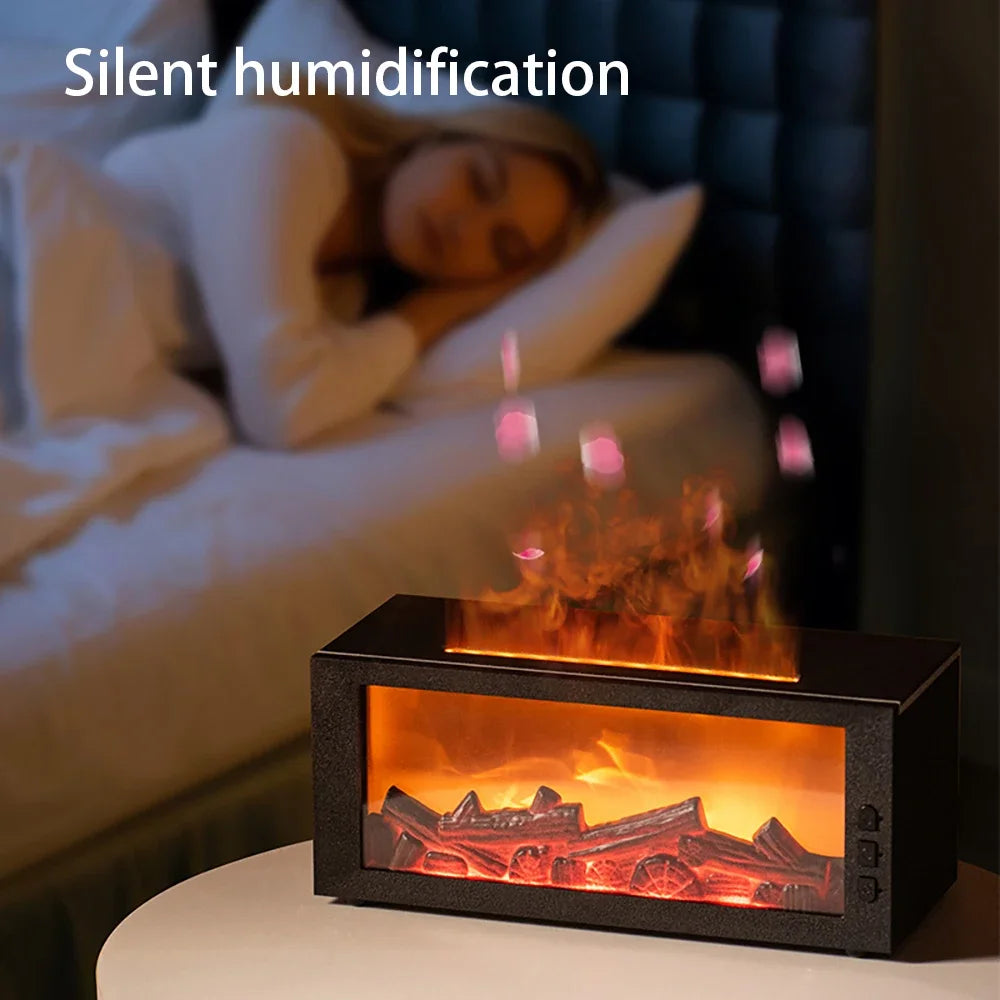 Essential Oils Humidifier with LED Light 4In1 Fireplace Air Humidifier Type C Rechargeable Aroma Diffuser