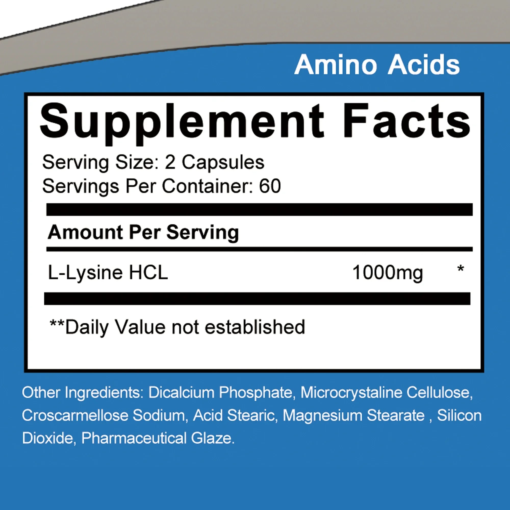 L -lysine - Boosts Metabolism and Energy Production,Supports Collagen Synthesis, Skin Support - 120 Capsules