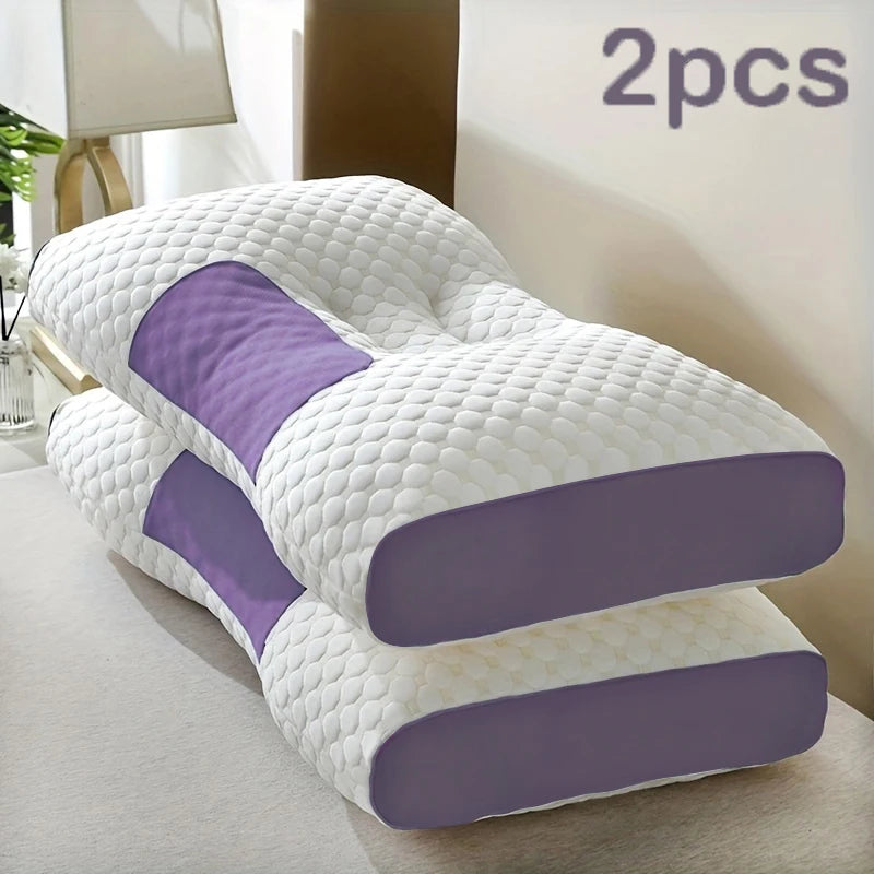 2pcs Massage Neck Pillows Adjustable Ergonomic Orthopedic Contour Support, High-Quality Pillow Core
