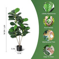 Artificial Tree Faux Fiddle Leaf Fig Tree 4/5/6ft Tall Ficus Tree Artificial