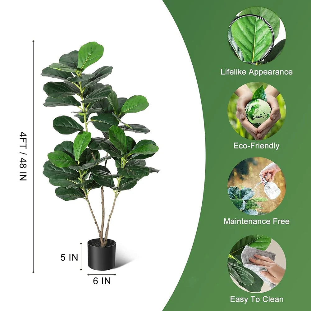 Artificial Tree Faux Fiddle Leaf Fig Tree 4/5/6ft Tall Ficus Tree Artificial