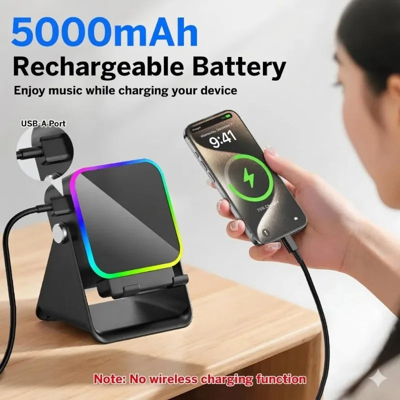 Magnetic Induction Speaker Phone Stand Wireless Bluetooth Phone Holder Amplifier Portable Desk Speaker RGB Light