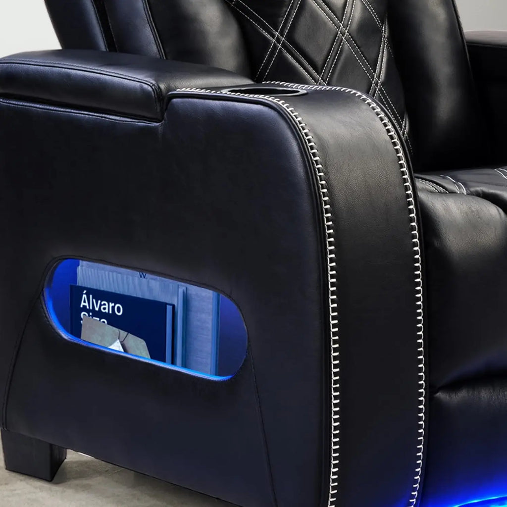 Electric Power Recliner Chair, PU Leather Home Theater Seating with Power Headrest