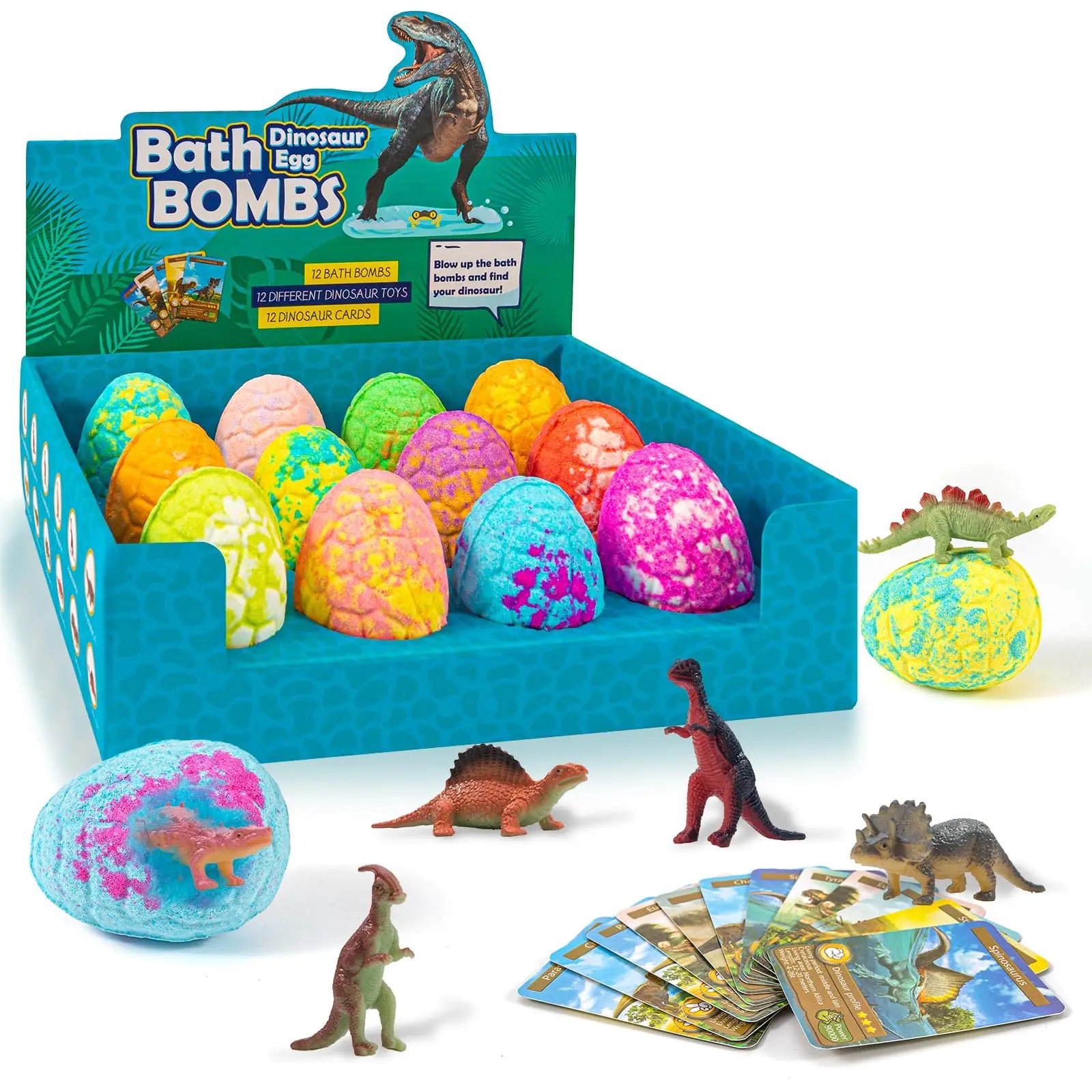 Bath Bombs for Kids with Surprise Toys Inside, 12 Pack Dinosaur Bath Bombs Gift Set