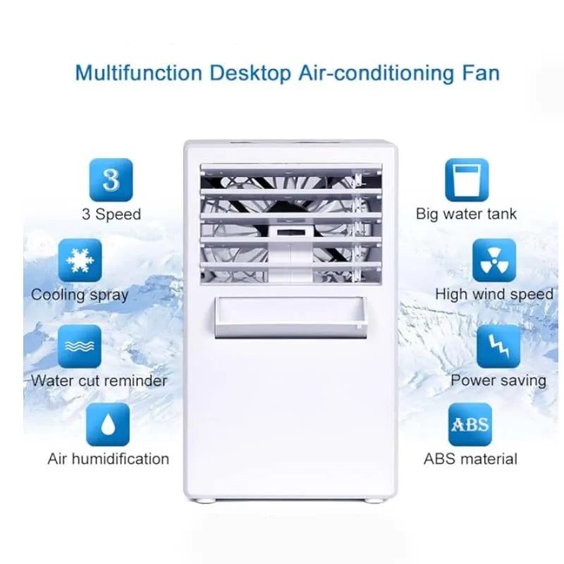 Mini Portable Air Conditioner Fan, 3-in-1 Table Personal Space Cooler Misting Humidifier Purifier