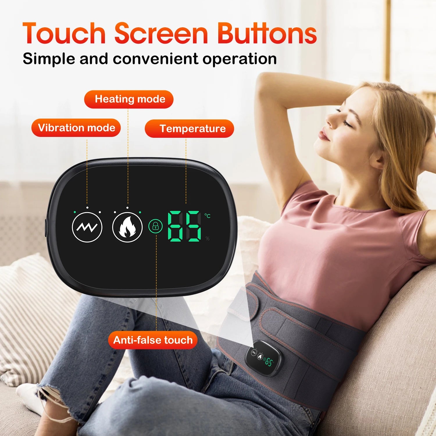 Infrared Heating Waist Massager Electric Belt Vibration USB Charge Red Light