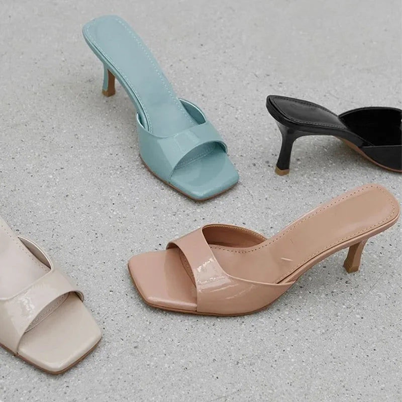 Women High Heel Sandals Summer New Fashion Square Toe Open Toe