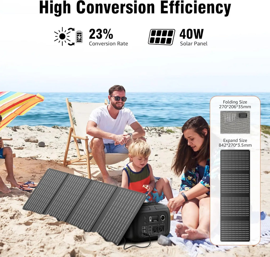 300W 260Wh Portable Power Station with Solar Panels 40W Solar Generator with AC Outlet 110V