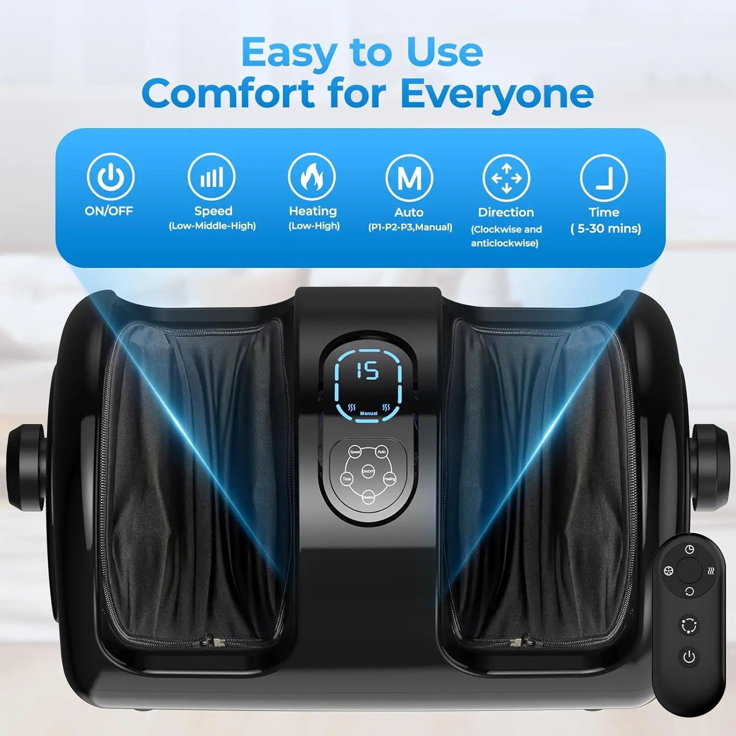 Shiatsu Heated Foot Calf Massager 3 Speeds Adjustable Heat Levels Deep Kneading Muscle Remote Control