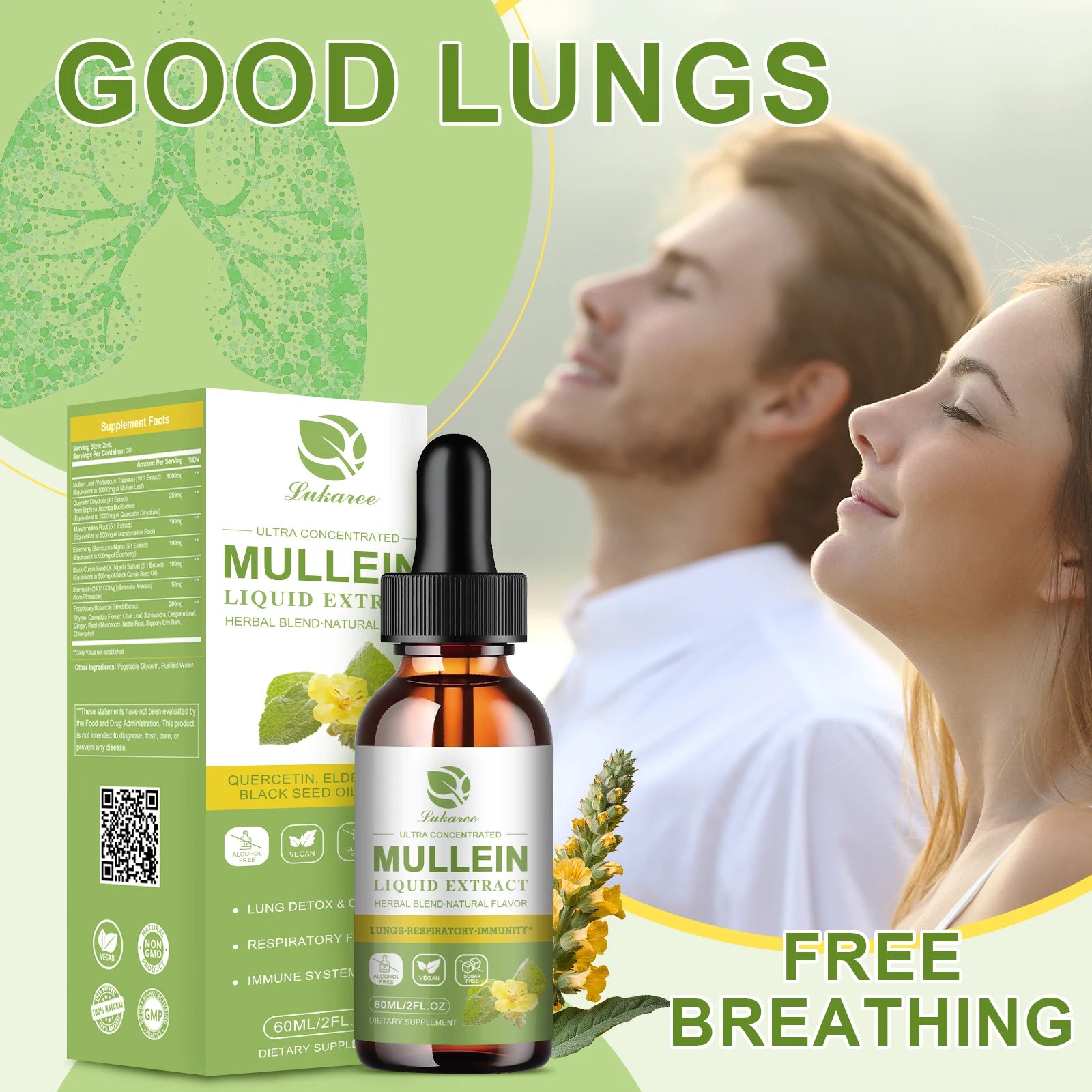 Mullein Drops Suitable For Lung, Lung Detoxification And Cleansing, Vegetarian
