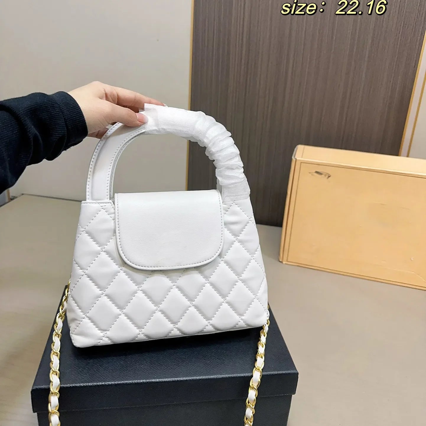 Veal k Leather Designer  Shoulder Bag Leather Ribbed Gold Hardware Metal Turn Lock