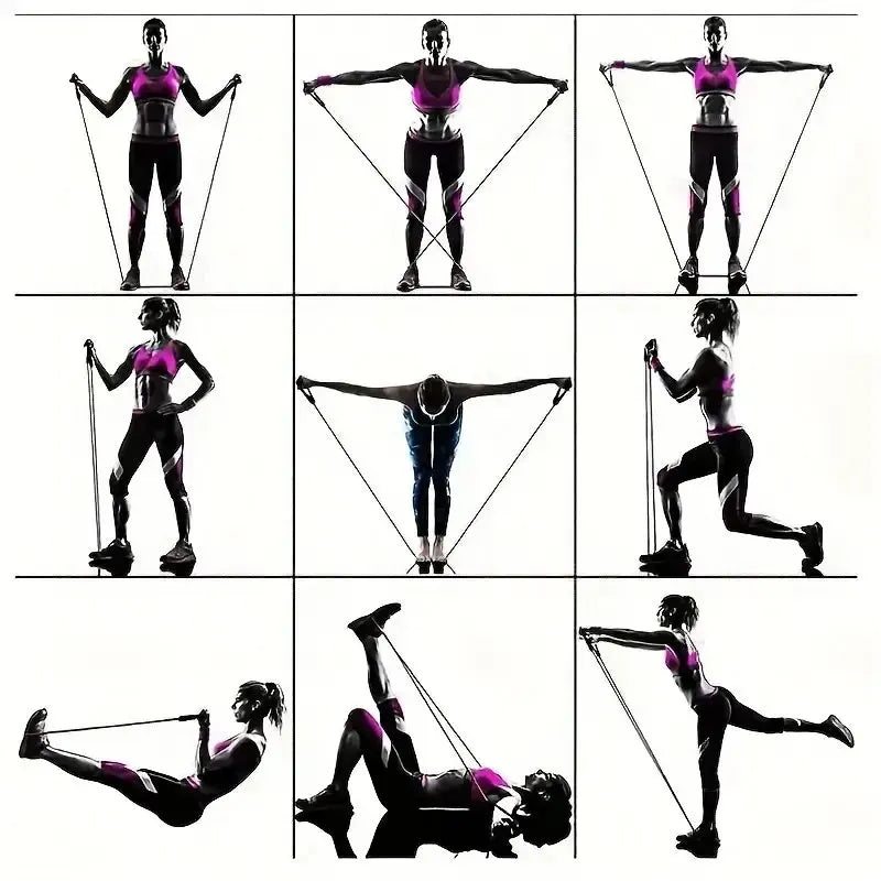 11pcs TPE Resistance Band Set Fitness Band Pull Rope Elastic Training Band With Door Anchor Handles Carry Bag
