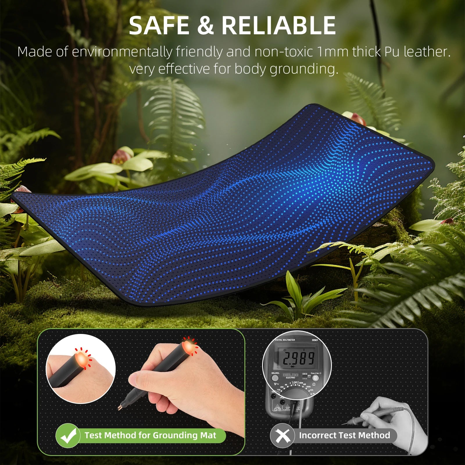 Grounding Mat for Bed Improved Sleep, Reduced Anxiety, Pain, Inflammation, Headache Relief, Balance. Grounded Therapy