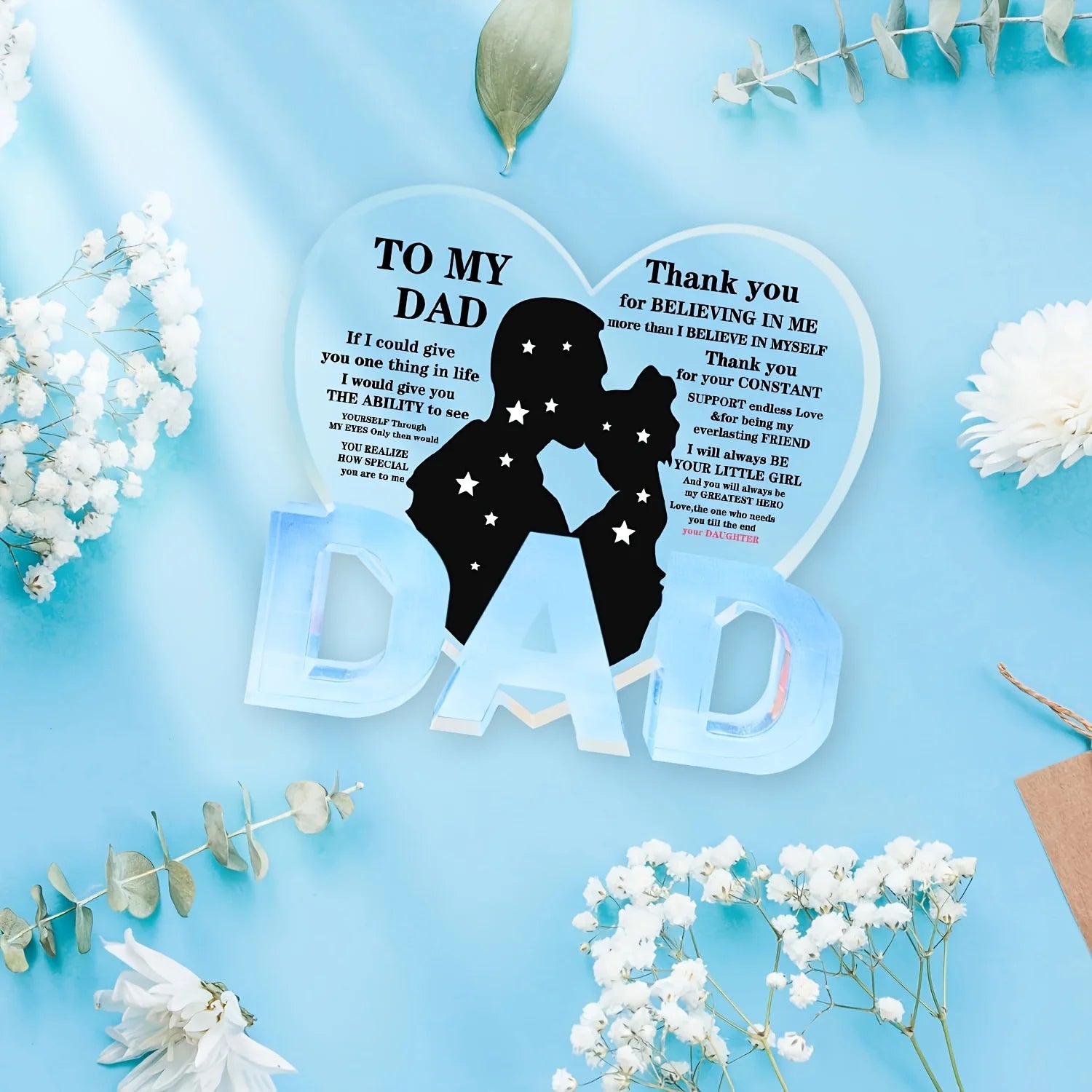 Dad Gifts from Daughter, Thank You Dad Gifts Acrylic Heart Plaque Gifts