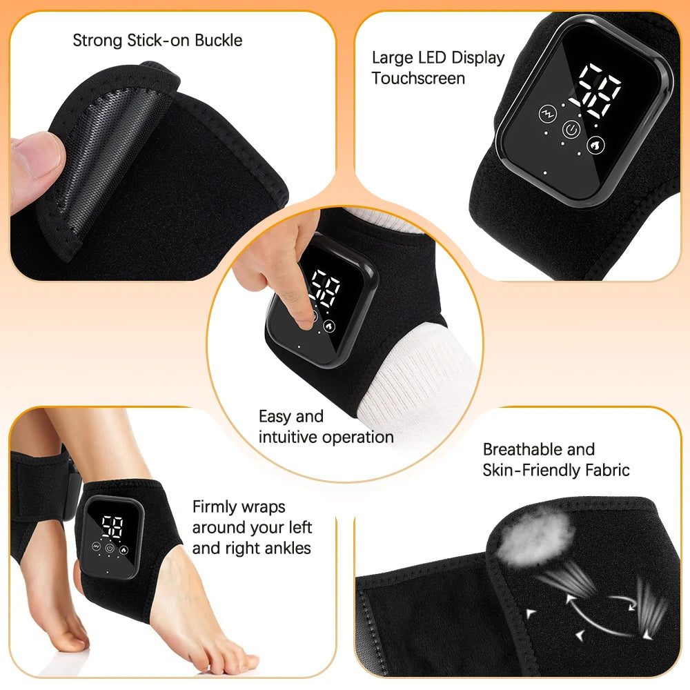 Electric Foot Heat Massager Hot Compress Vibration Ankle Massage Wrap for Joint Protection Ankle Support