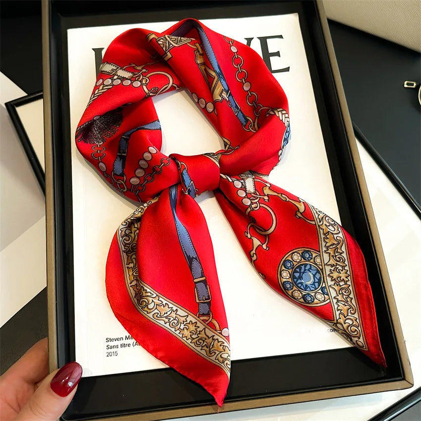 Soft Satin Hair Scarves Fashion Square Printed Headscarf