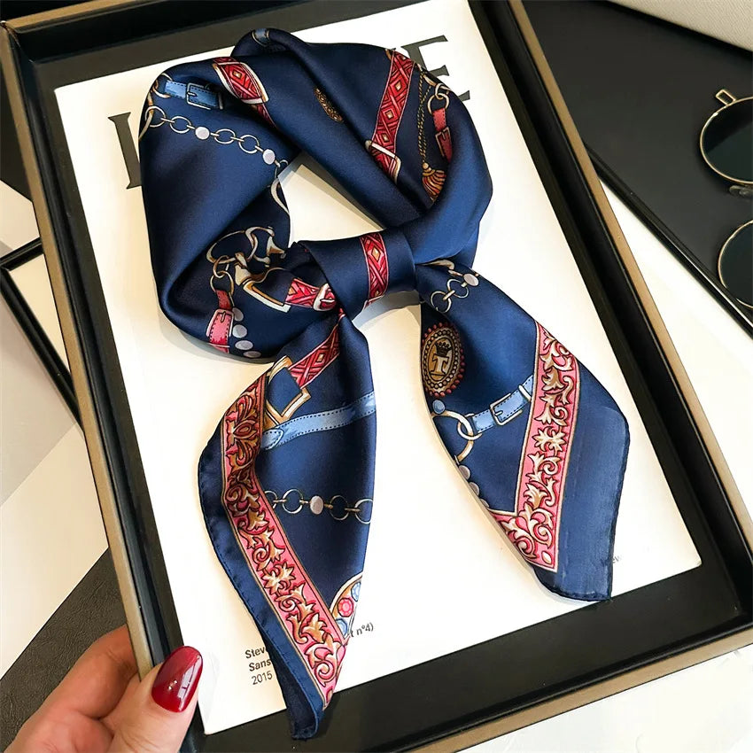 Soft Satin Hair Scarves Fashion Square Printed Headscarf