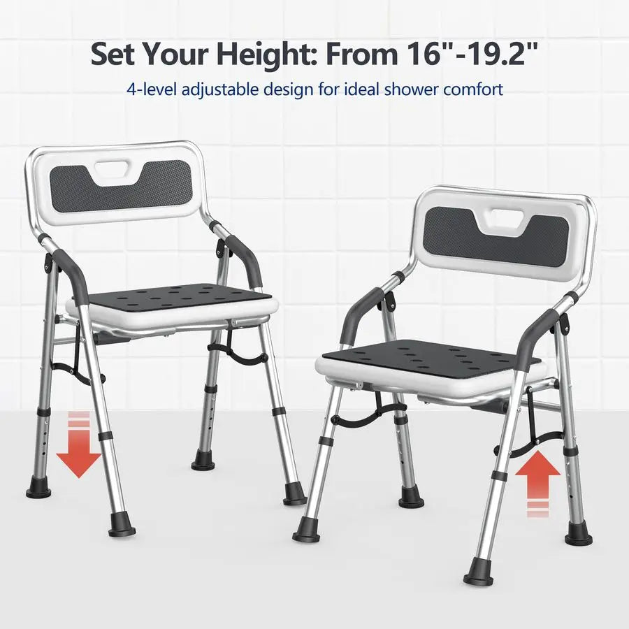Shower Chair for Inside Shower with Arms and Back, Shower Chair for Elderly