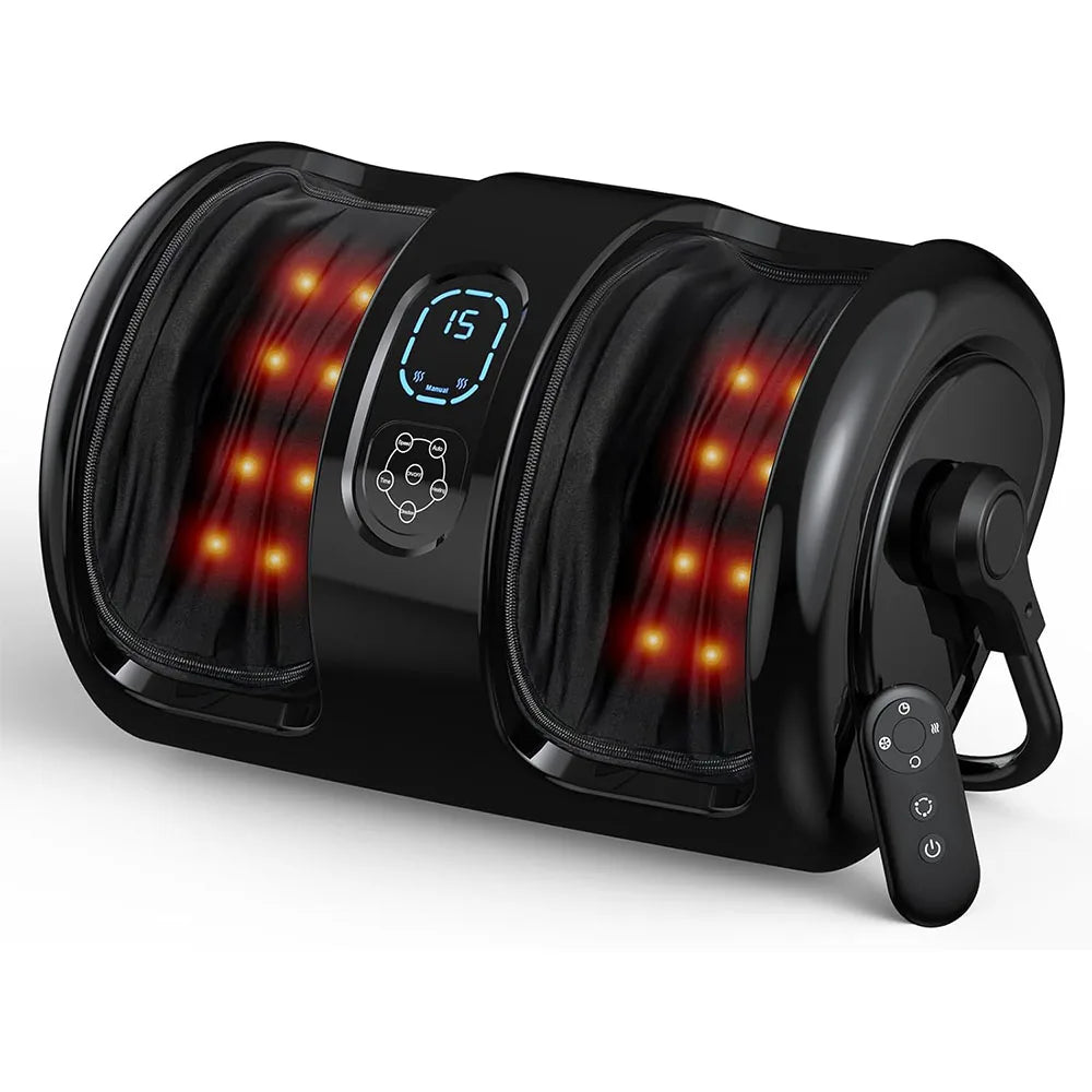 Shiatsu Heated Foot Calf Massager 3 Speeds Adjustable Heat Levels Deep Kneading Muscle Remote Control