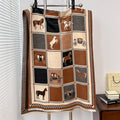 Poncho Cashmere Winter Women Scarf Horse Print Shawl Wrap