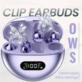 OWS Clip-On Open-Ear Headphones, Butterfly Earring Style Wireless Earphones, Pure Stereo Sound