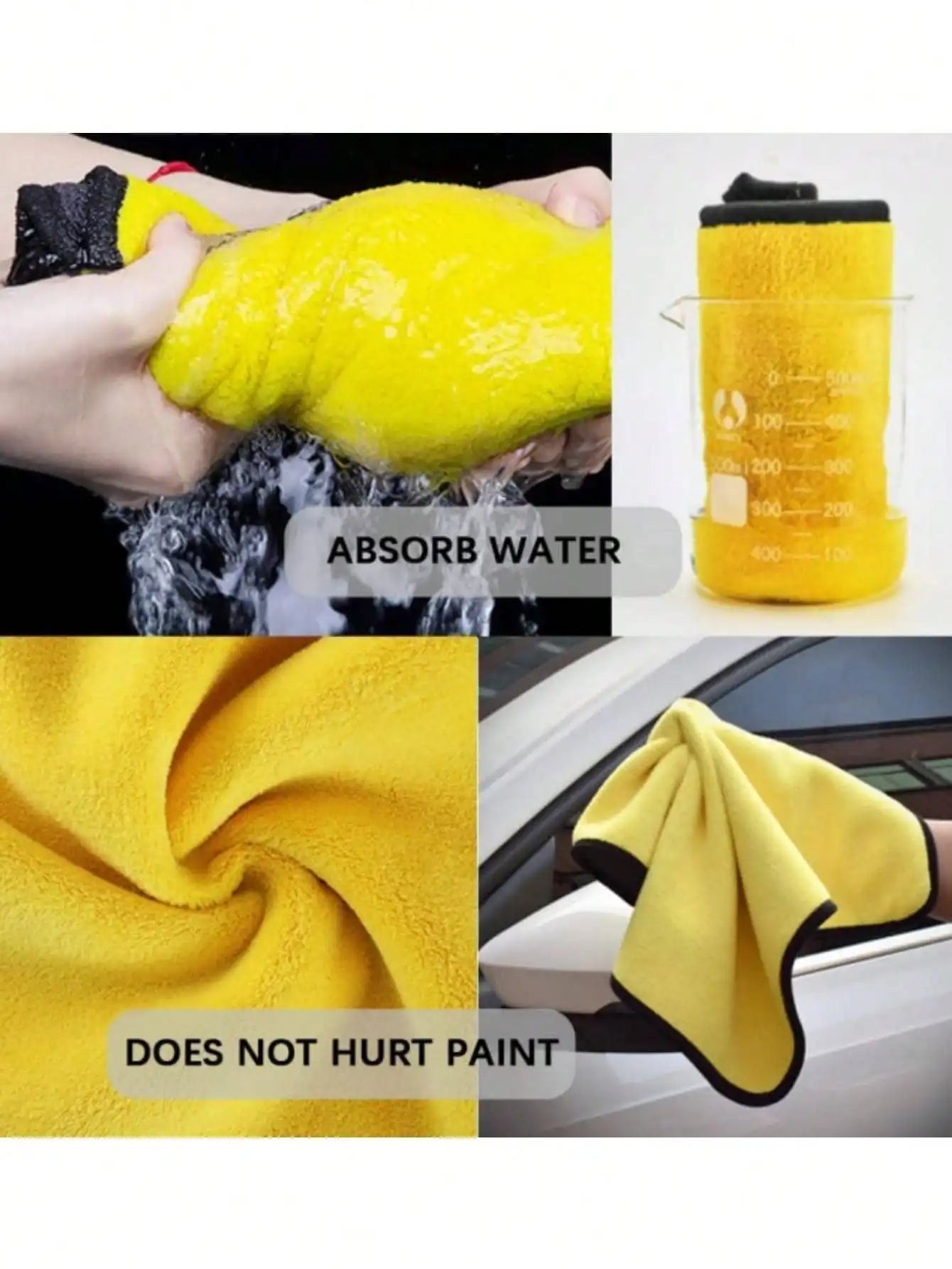 6 Pack Microfiber Car Cleaning Towels, 30x30CM Ultra-Absorbent Auto Detailing Cloths, Strong Stain Removal, Easy to Wash,