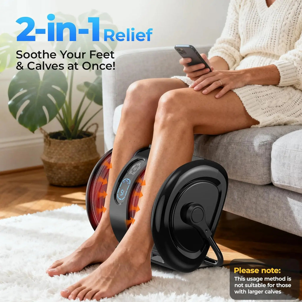 Shiatsu Heated Foot Calf Massager 3 Speeds Adjustable Heat Levels Deep Kneading Muscle Remote Control