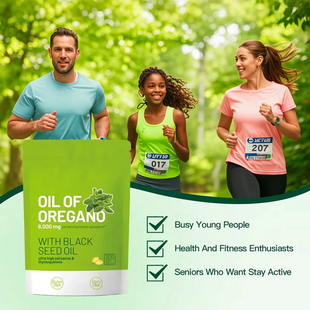Oil Of Oregano with Black Seed Oil - Natural Antioxidants for Fitness Nutritional Support - Highly Effective