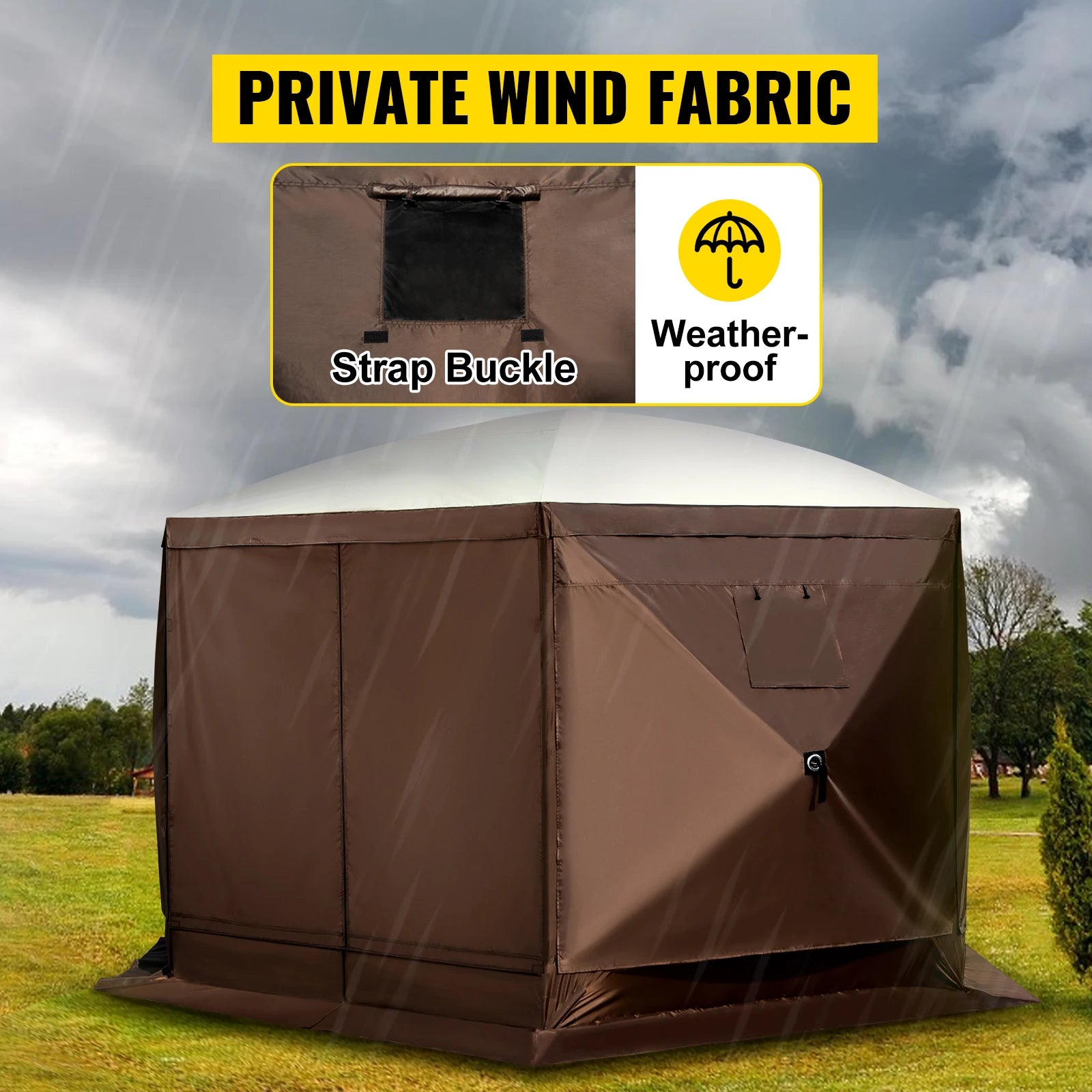 Pop-up Camping Gazebo Camping Canopy Shelter 6 Sided 12' x 12' / 10' x 10' Sun Shade Tents