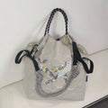 l Embroidery Canvas Shoulder Bag Women Large Capacity Tote Bag Crossbody Handbag Shopping Bag Vintage