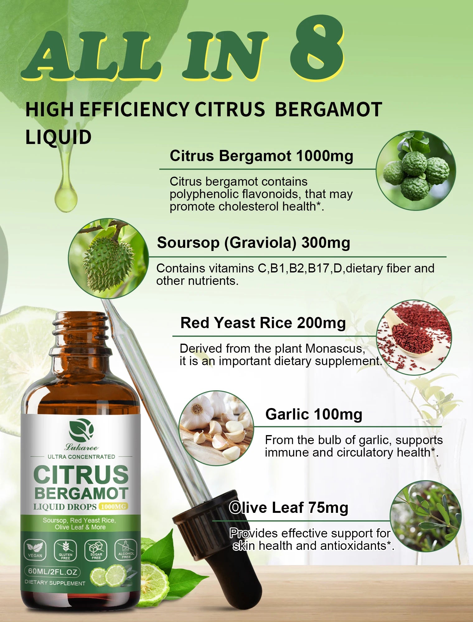 Citrus Bergamot Liquid Drops Natural Supplement