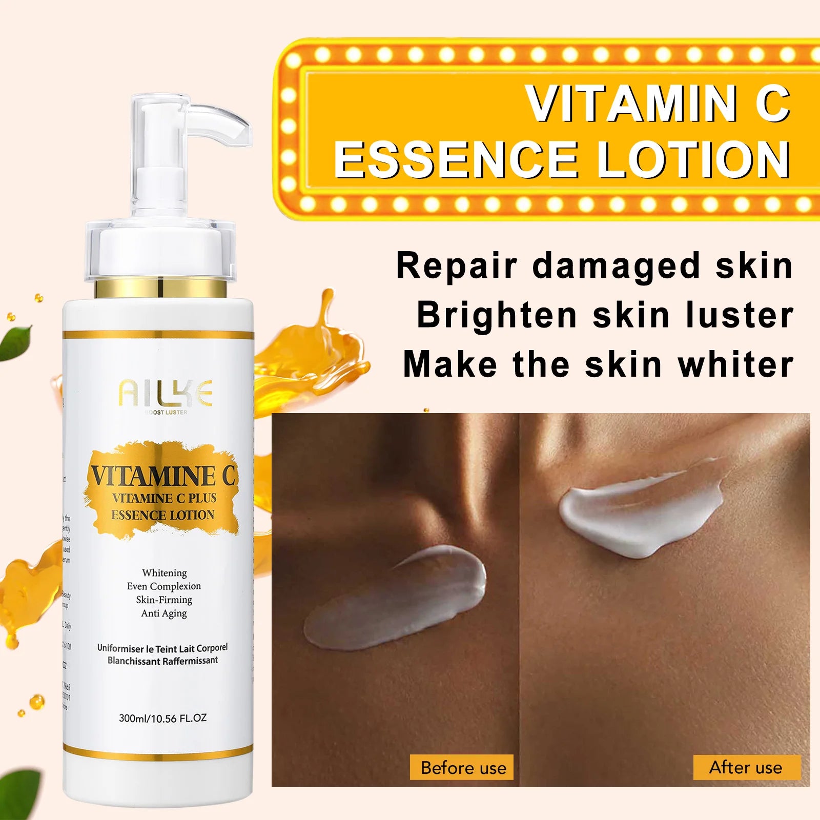 Vitamin C Skin Care Set, with Lightening Body Lotion, Even Skin Tone Face Cream, Whitening Serum, Brightening Soap