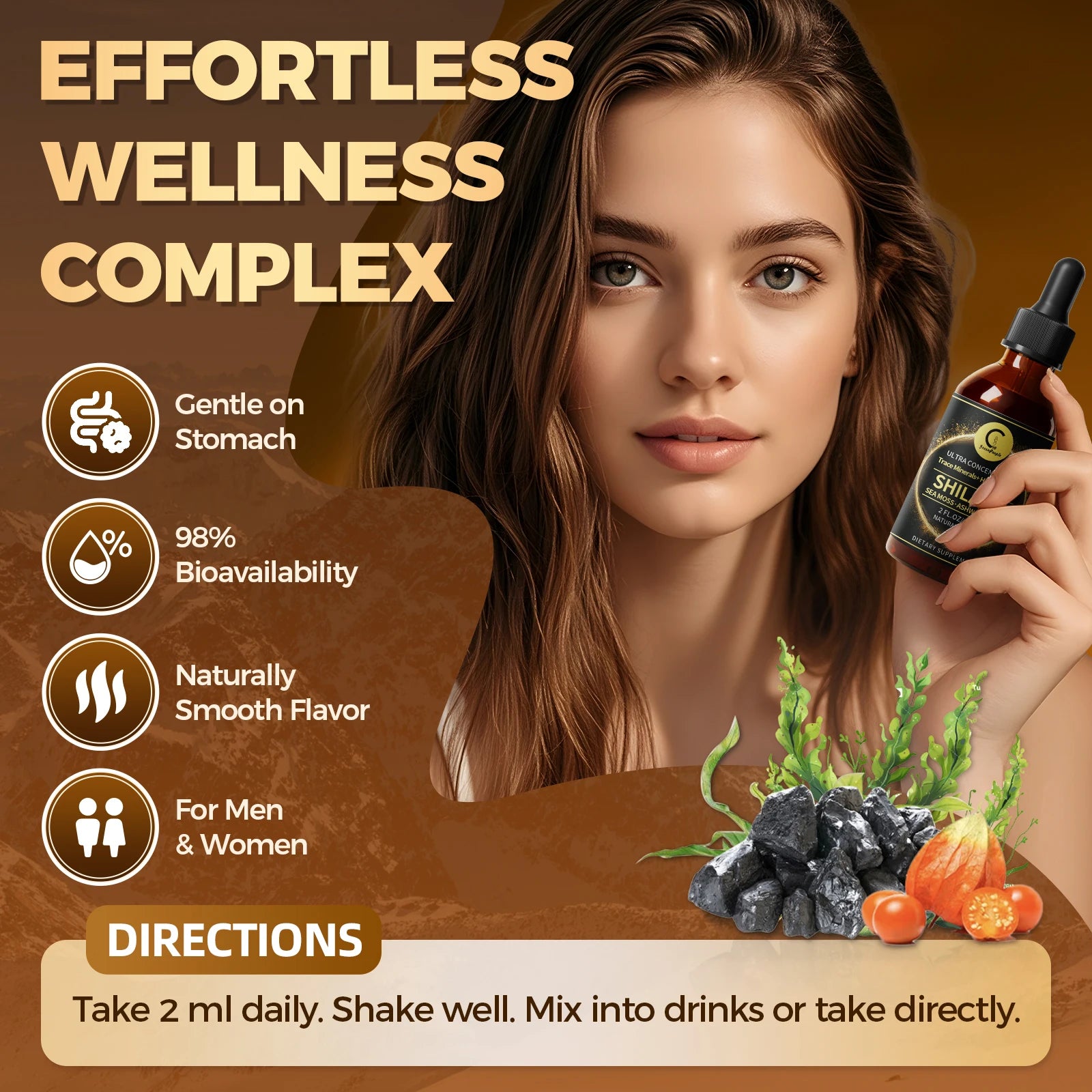 Shilajit Liquid Drops with Sea Moss, Ashwagandha, Maca, Moringa