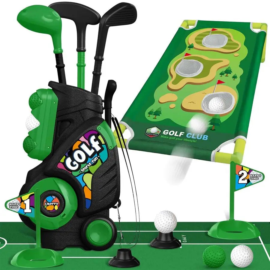 Golf Set Kids Golf Cart with Putting Mat amp Cornhole Board, Outdoor Indoor Sports Toys Birth