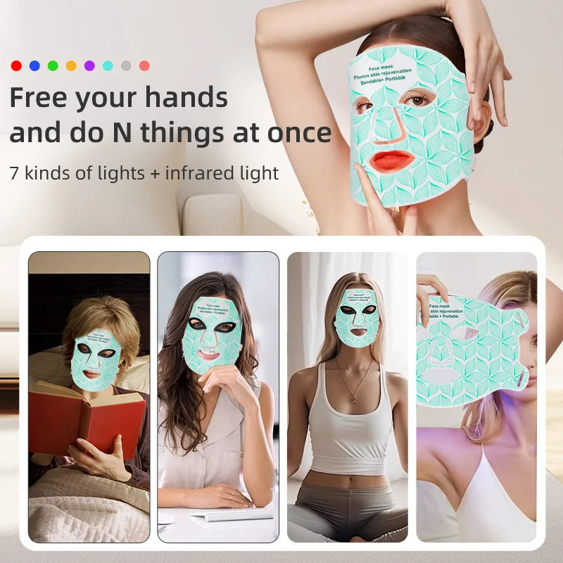 8 Colors LED Face Mask 850NM Near-infrared Red Light Therapy Beauty Mask