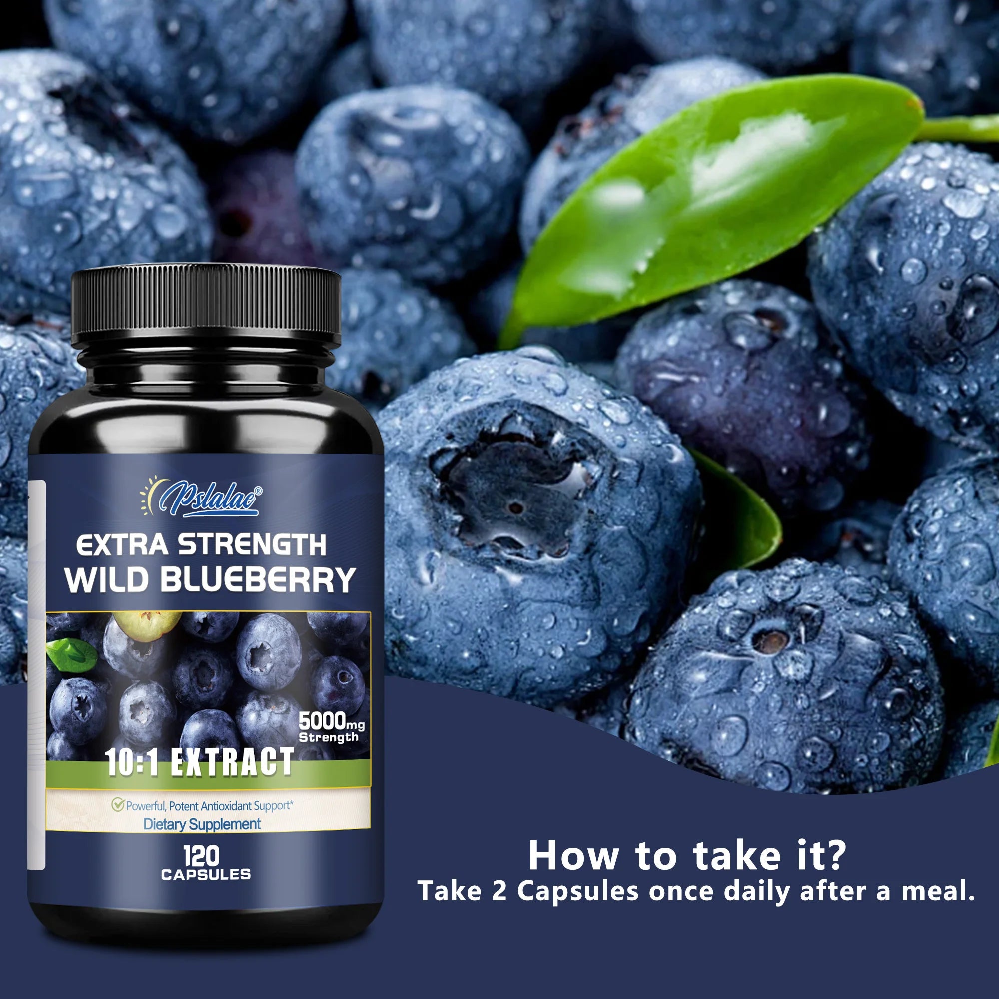Wild Blueberry Capsules - Eyesight Improvement Eye Dry Fatigue Relief Myopia - 120 Capsules