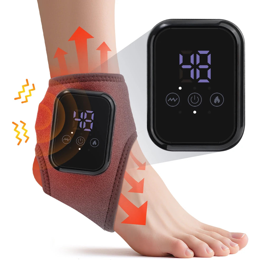 Electric Foot Heat Massager Hot Compress Vibration Ankle Massage Wrap for Joint Protection Ankle Support