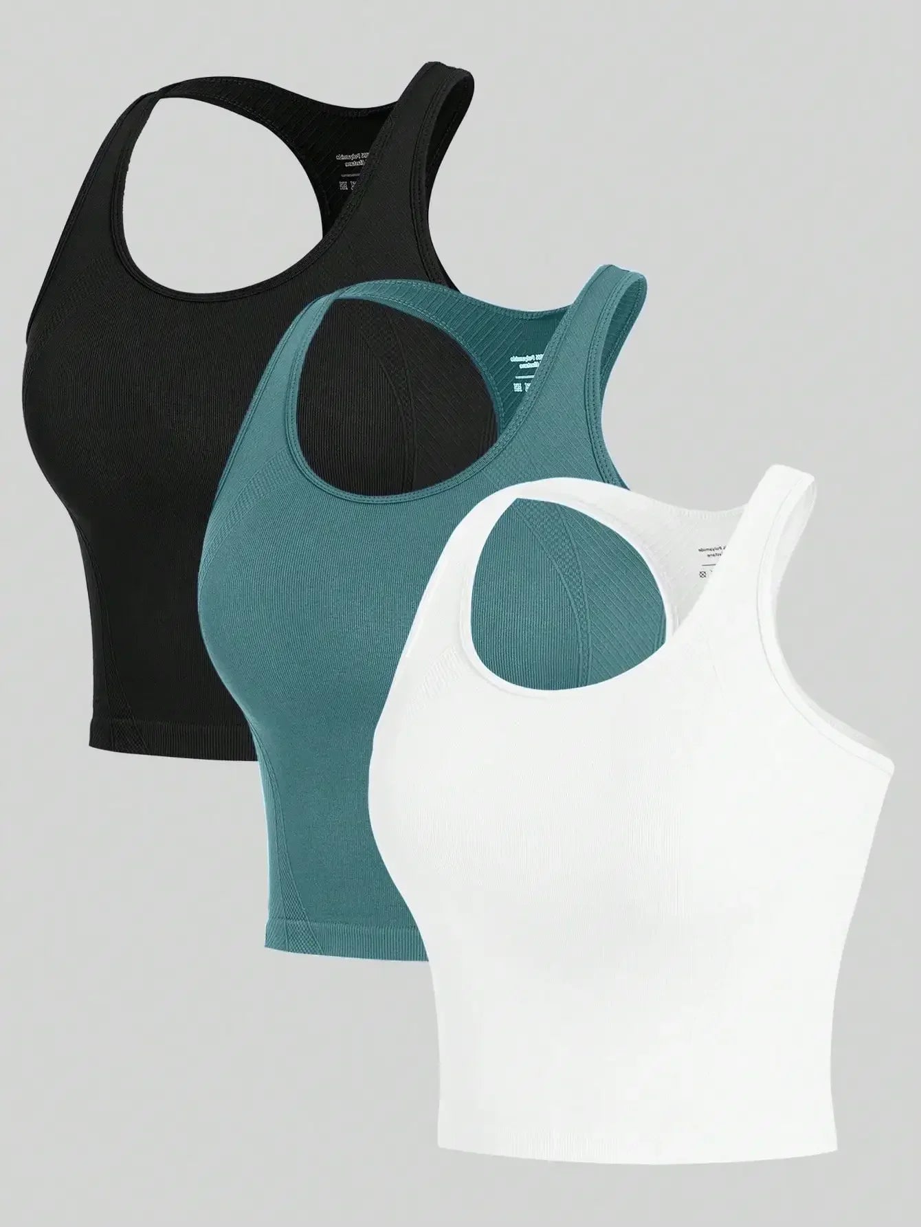 3 Piece Yoga Vest Women Gym Sports Racerback Crop Tops Seamless