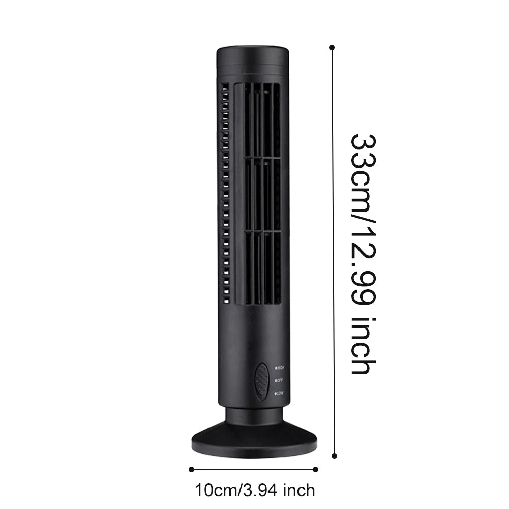 LED Tower Fan Bladeless Tower Fan 90 Degree Oscillating Quiet Portable USB Electric Desk Fan