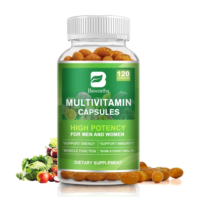 BEWORTHS Multivitamin Capsules with Vitamins & Minerals for Energy Brain Heart Skin Eye Health Immune Support