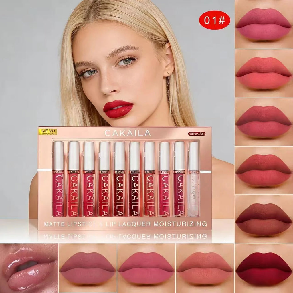 Matte Liquid Lipstick Lip Oil 10pc/set, Waterproof Velvet Lip Gloss Long Lasting