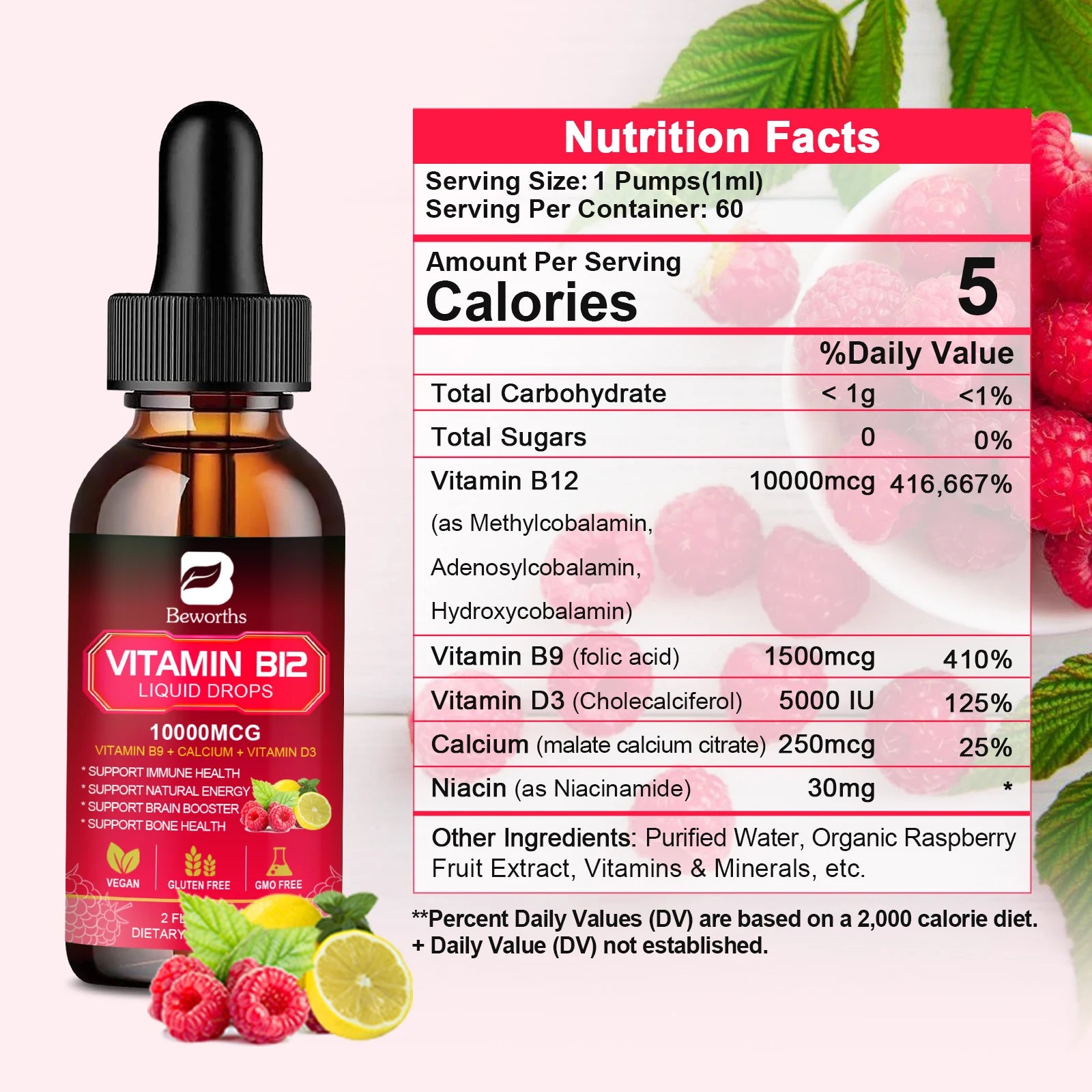 Vitamin B12 Drops Energy Supplements Support Immune Health Protecting Cardiovascular Health Promote Digestion