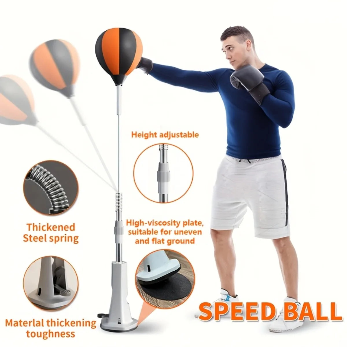 Indoor Reaction Punching Ball with Suction Cup, Adjustable Speed Training Ball