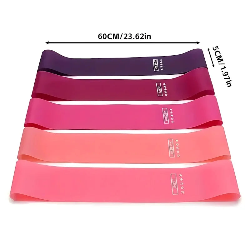 5 Piece Exercise Resistance Bands, Latex Loop Set. For Strength Training