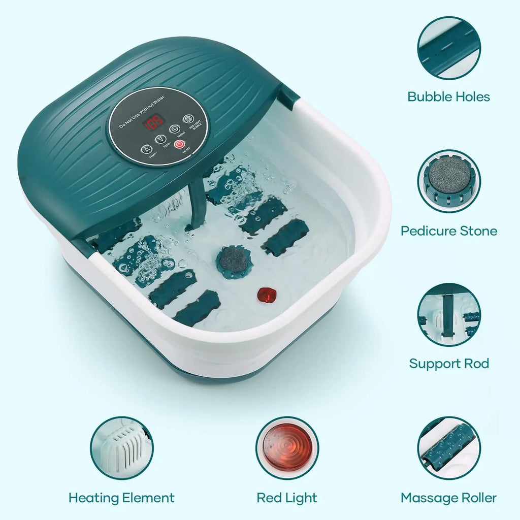Collapsible Heated Foot Spa with Bubble Massage, Adjustable Temperature & Timer
