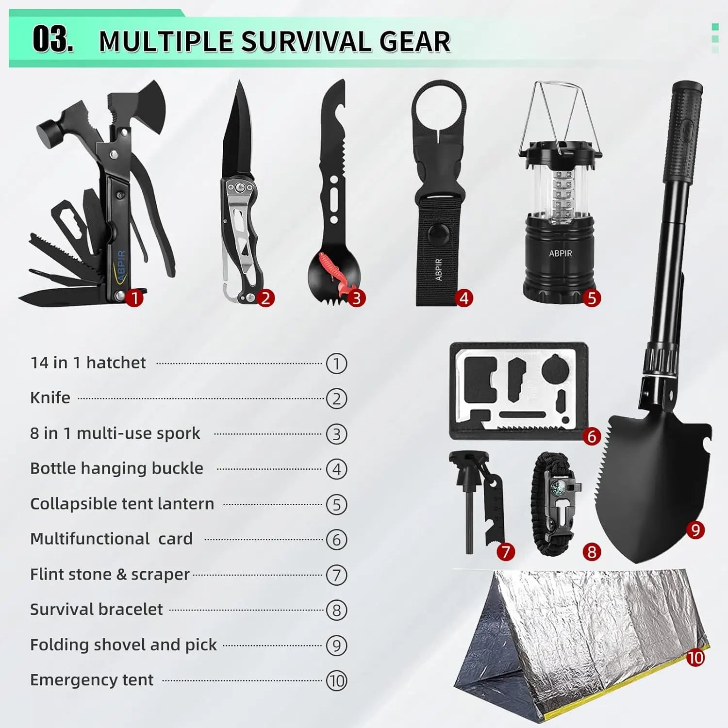 171PCS Survival First Aid Kit with Emergency Tent, Gear