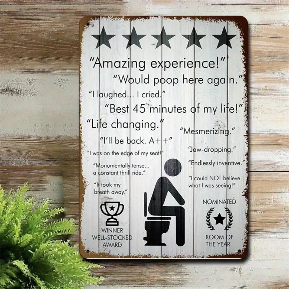 1PC Tin Sign 5-Star Bathroom - Funny Toilet Review For Bathroom/Game Room, 8x12 Inches/20x30 Cm